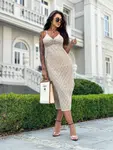 Edoti Strapless richelieu and lace maxi dress