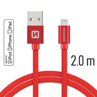 Datový kabel Swissten Textile USB Lightning MFi 2,0 M , red