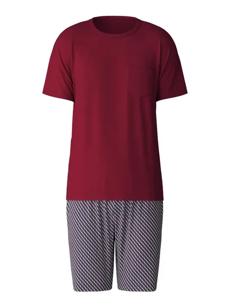 CALIDA Krátke pyžamo  tmavomodrá / karmínovo červená / biela