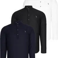 SET OF THREE G783 DEWBERRY JUDGE COLLAR SHIRT-BLACK-WHITE-NAVY BLUE