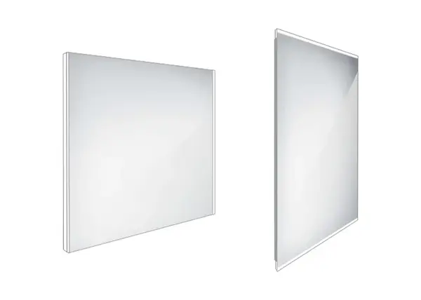 Nimco Zrcadla - Koupelnové podsvícené LED zrcadlo 80x70 cm, hranaté, aluminium ZP 9003
