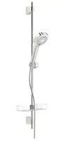 Hansa Basicjet - Set sprchovej hlavice, 3 prúdy, hadice a tyče s poličkou, chróm 44790131