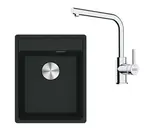 Franke Sety - Kuchynský set G253MČ, fragranitový drez MRG 610-37 RTL a batéria FS 3230.031, matná čierna/chróm 114.0700.697