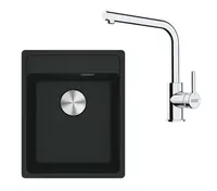 Franke Sety - Kuchynský set G253MČ, fragranitový drez MRG 610-37 RTL a batéria FS 3230.031, matná čierna/chróm 114.0700.697