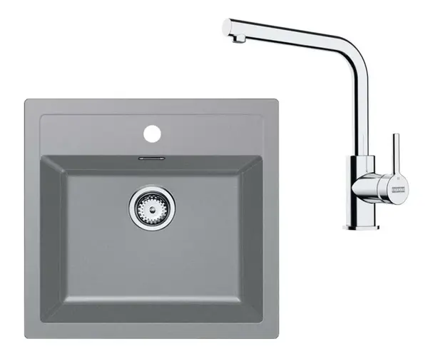 Franke Sety - Kuchynský set T114Š, tectonitový drez SID 610 a batéria FS 3230.031, sivá/chróm 143.0687.360