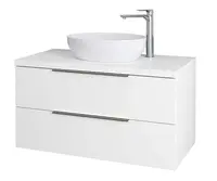 kielle Idolio - Skříňka včetně desky pod umyvadlo 100x54x50 cm, s výřezem, lesklá bílá 50024100