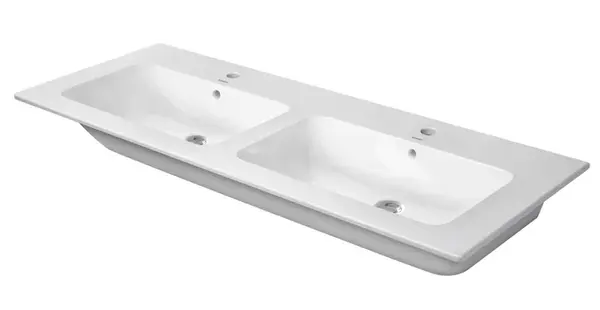 Duravit ME by Starck - Dvojumývadlo nábytkové, 130x49 cm, s prepadom, 2 otvory na batérie, biela 2336130000