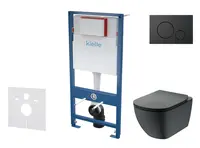 kielle Genesis - Set predstenovej inštalácie, klozetu Tesi a dosky softclose, Aquablade, tlačidlo Gemini IV, matná čierna SANI11AD5501