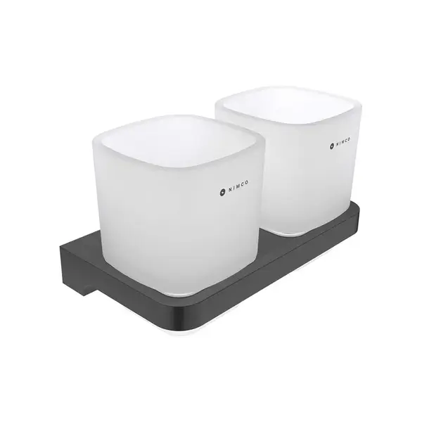 Nimco Maya - Pohárik na kefky a pastu s držiakom, matné sklo/čierna MAC 29058D-C-90
