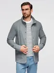 Ombre Men's button-down sweatshirt with stand-up collar - grey melange