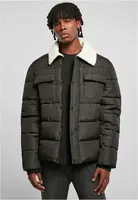 Bunda Sherpa Collar Padded Shirt Jacket černá