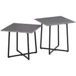 Carryhome SADA KONFERENČNÍCH STOLKŮ, černá, světle šedá, kov, kámen, 45/45/45/45/41/46 cm