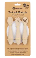 PETITE&MARS Set silikonových tréninkových lžiček Take&Match Desert Sand 6m+ 3 ks