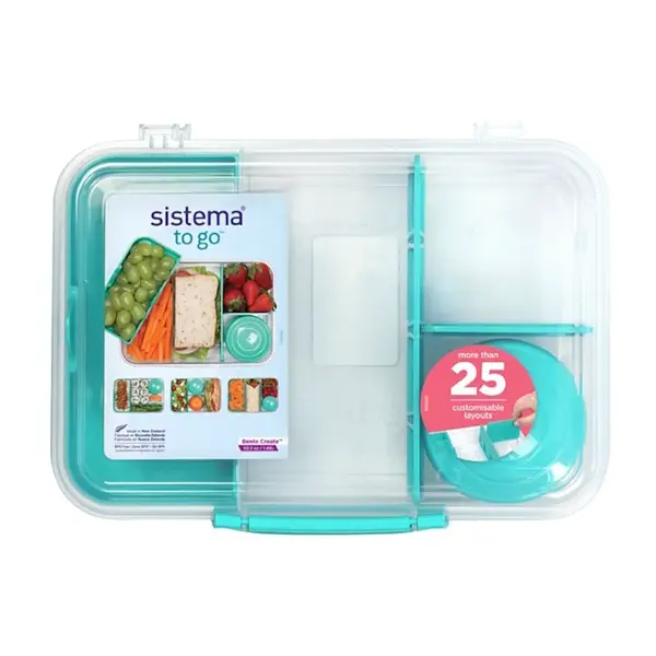 SISTEMA To Go Tříkomorová krabička s nádobou a miskou zelená 1,48 l