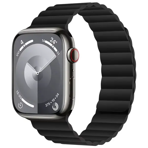 JP Silikonový magnetický řemínek, Apple Watch 1 / 2 / 3 / 4 / 5 / 6 / 7 / 8 / 9 / 10 / SE 1 / 2 / 3 (38 / 40 / 41 / 42 mm), černý