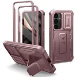 Dexnor 360 Kickstand Camprotector obal Samsung Galaxy S25, růžový