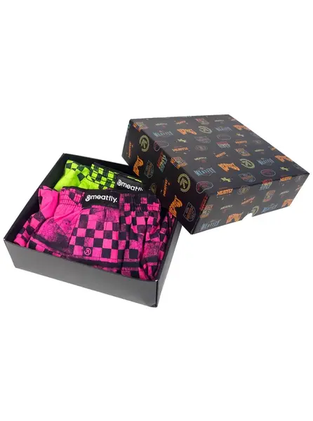 Meatfly pánské trenýrky Agostino Checkered Gift Pack | Růžová | Velikost XXL