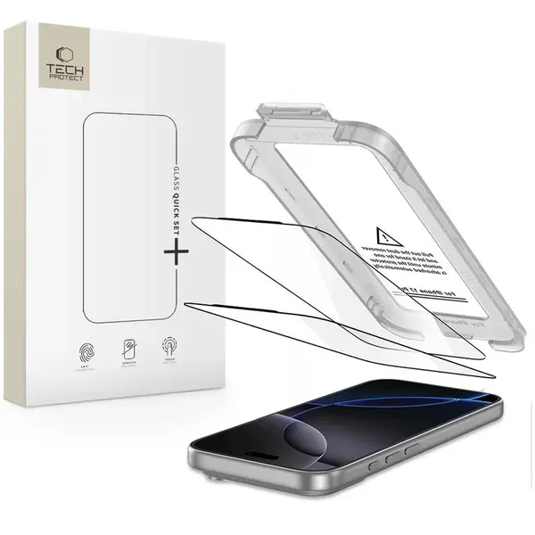 Tech-Protect Tvrzené sklo Quick Set+, iPhone 17 Pro, černé, 2 kusy