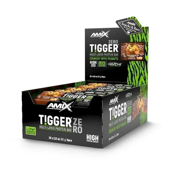 AMIX TIGGER Zero bar, 20x60g, Dark Chocolate - Caramel