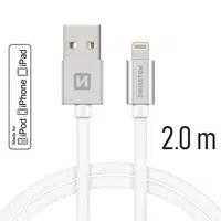 Datový kabel Swissten Textile USB Lightning MFi 2,0 M , silver