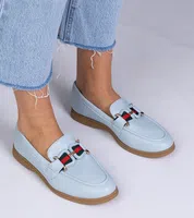Gemre Blue eco-leather moccasins with Kalenda decoration