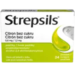 Strepsils Citron bez cukru 0.6mg/1.2mg, 24 pastilek