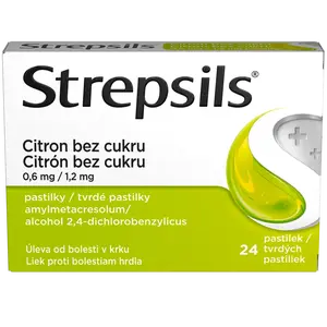 Strepsils Citron bez cukru 0.6mg/1.2mg, 24 pastilek
