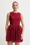 Šaty Bardot vínová barva, mini, 60091DB