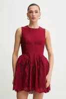 Šaty Bardot vínová barva, mini, 60091DB