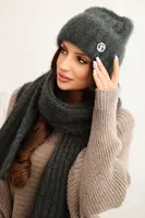 Kesi Dámsky set čiapka a dlhý šál z mäkkej priadze grafitový