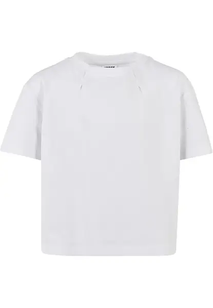 Dívčí organické oversized plisované tričko bílé