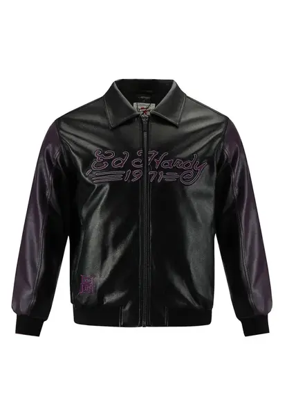 Ed Hardy Prechodná bunda  tmavofialová / čierna