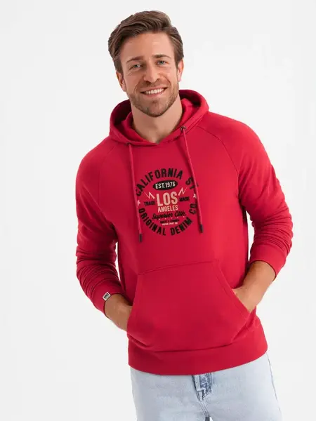 Ombre Men's printed kangaroo sweatshirt - red