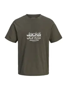 Jack & Jones Junior Tričko 'JCOECHO'  farby bahna / šedobiela