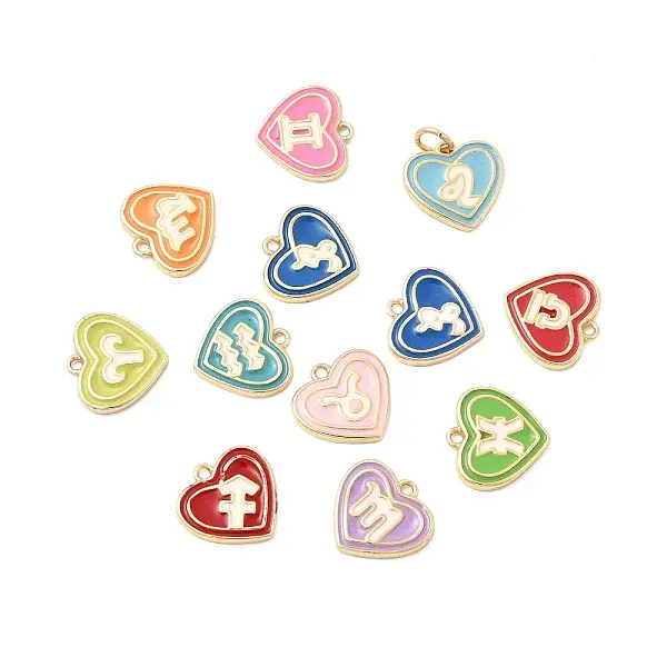 12Pcs Brass Enamel Pendants