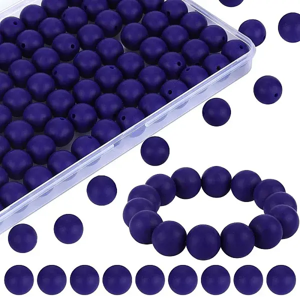 80Pcs Round Silicone Focal Beads