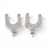 Brass Micro Pave Clear Cubic Zirconia Fold Over Clasps