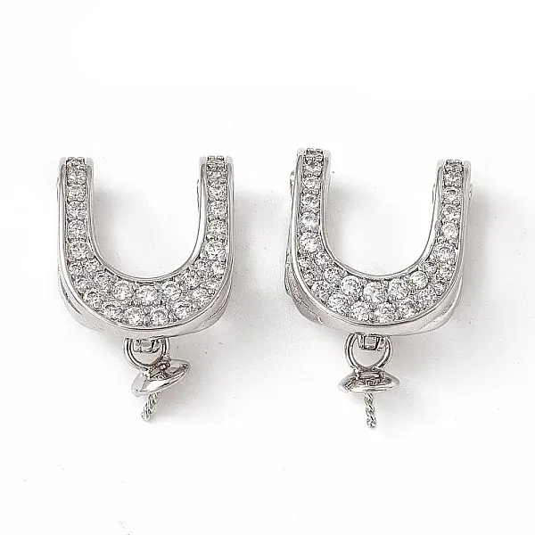 Brass Micro Pave Clear Cubic Zirconia Fold Over Clasps
