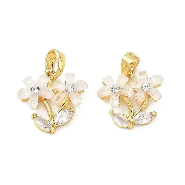 Brass Micro Pave Cubic Zirconia Charms