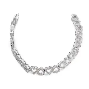 Brass Micro Pave Clear Cubic Zirconia Multi Heart Connector Charms