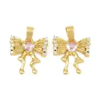 Brass Micro Pave Pink Cubic Zirconia Charms