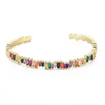 Brass Micro Pave Colorful Cubic Zirconia Cuff Bangle