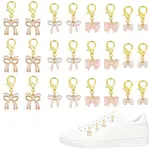24Pcs 4 Styles Bowknot Alloy Enamel Shoes Charms