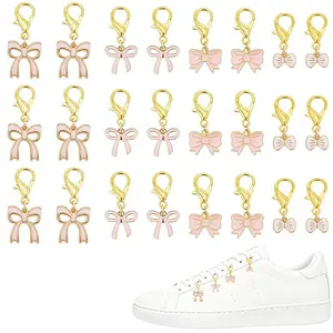 24Pcs 4 Styles Bowknot Alloy Enamel Shoes Charms