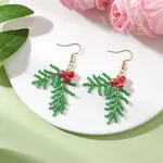 Stainless Steel Glass Dangle Earrings