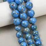 Synthetic Gold Line Turquoise Graduated Beads Strands