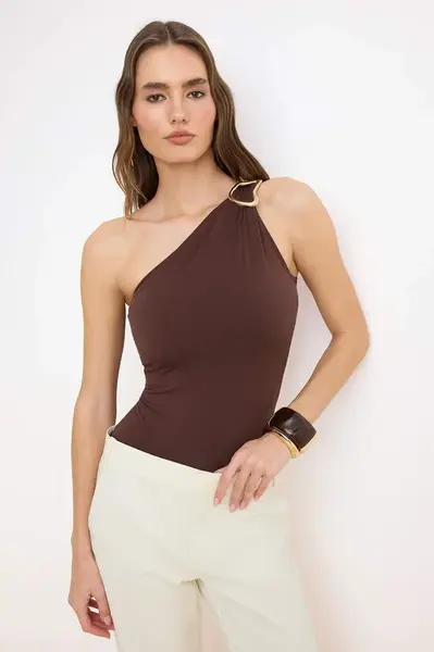 Trendyol Košeľové body  hnedá