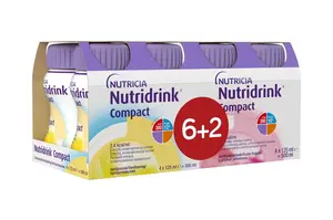 Nutridrink Compact 6+2 (4x jahodová príchuť, 4x vanilková príchuť)