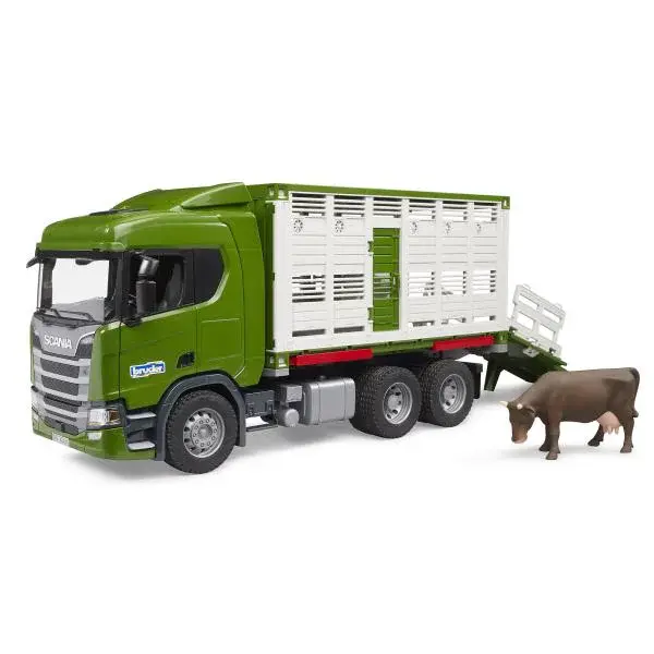 Bratr Přepravník zvířat Scania s figurkou krávy