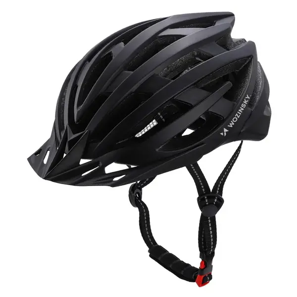 Wozinsky MTB cyklistická helma s odnímatelným kšiltem a zadním USB světlem L, černá